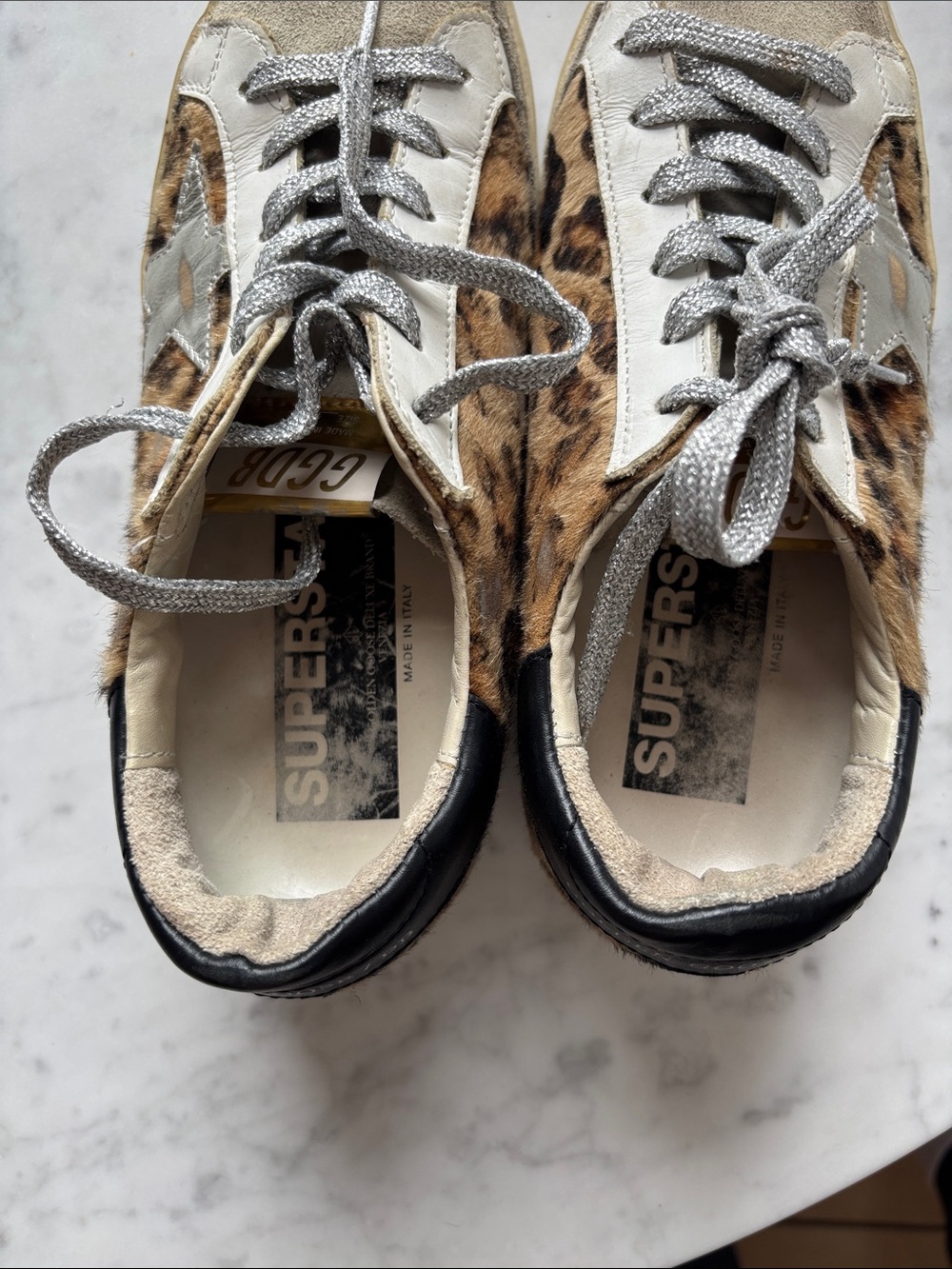 Golden Goose Leopard Print Sneakers with Silver Laces - Picture 3 of 6